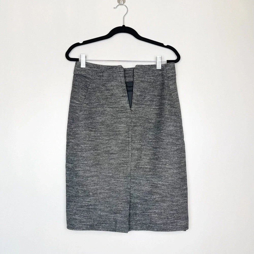 Theory Tweed Pencil Skirt Wool Blend Gray 4